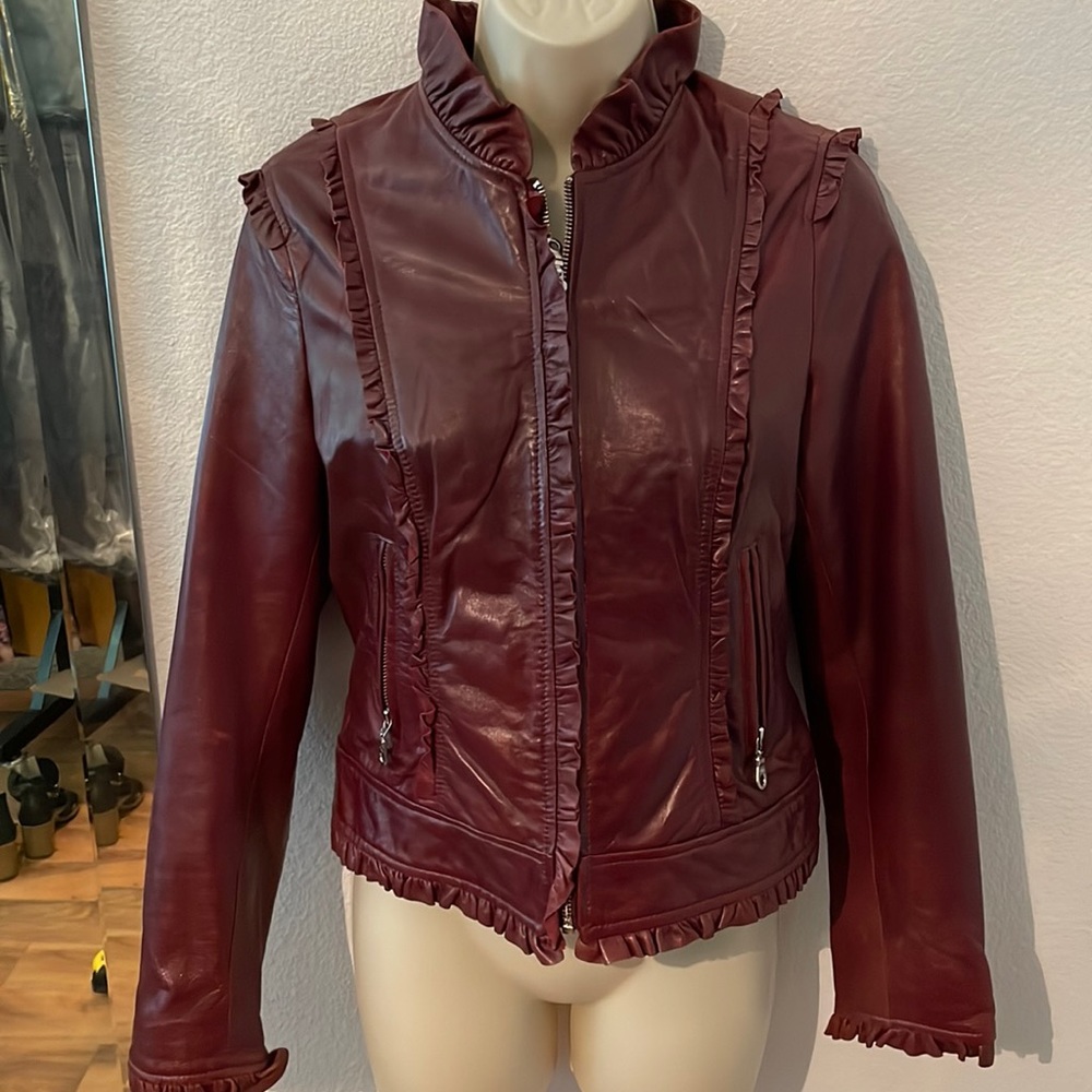 Genuine leather moto jacket size small
